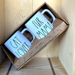 Rae Dunn CAT LOVER and FUR MAMA  Mug Set of 2